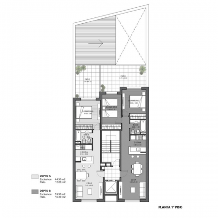 VENTA DEPARTAMENTO SEMIPISO UN DORMITORIO frente al parque Independencia - Patio, balcon - Av. Pellegrini 2632
