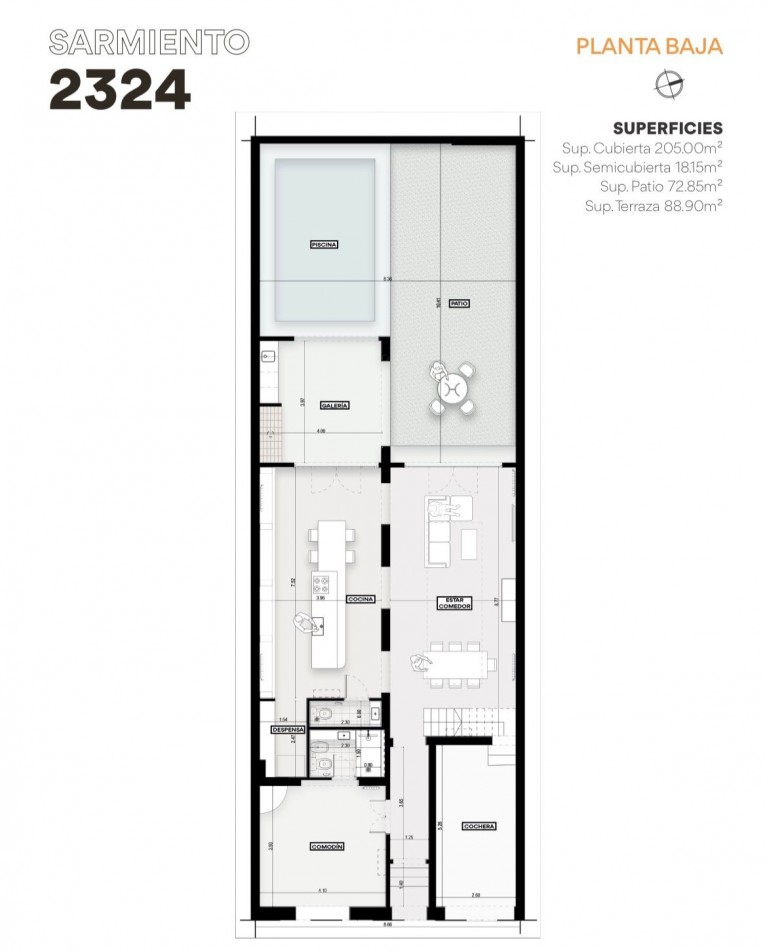 Espectacular CASA de diseño de 3 dormitorios, patio, piscina, quincho, terraza, cochera - BARRIO ABASTO