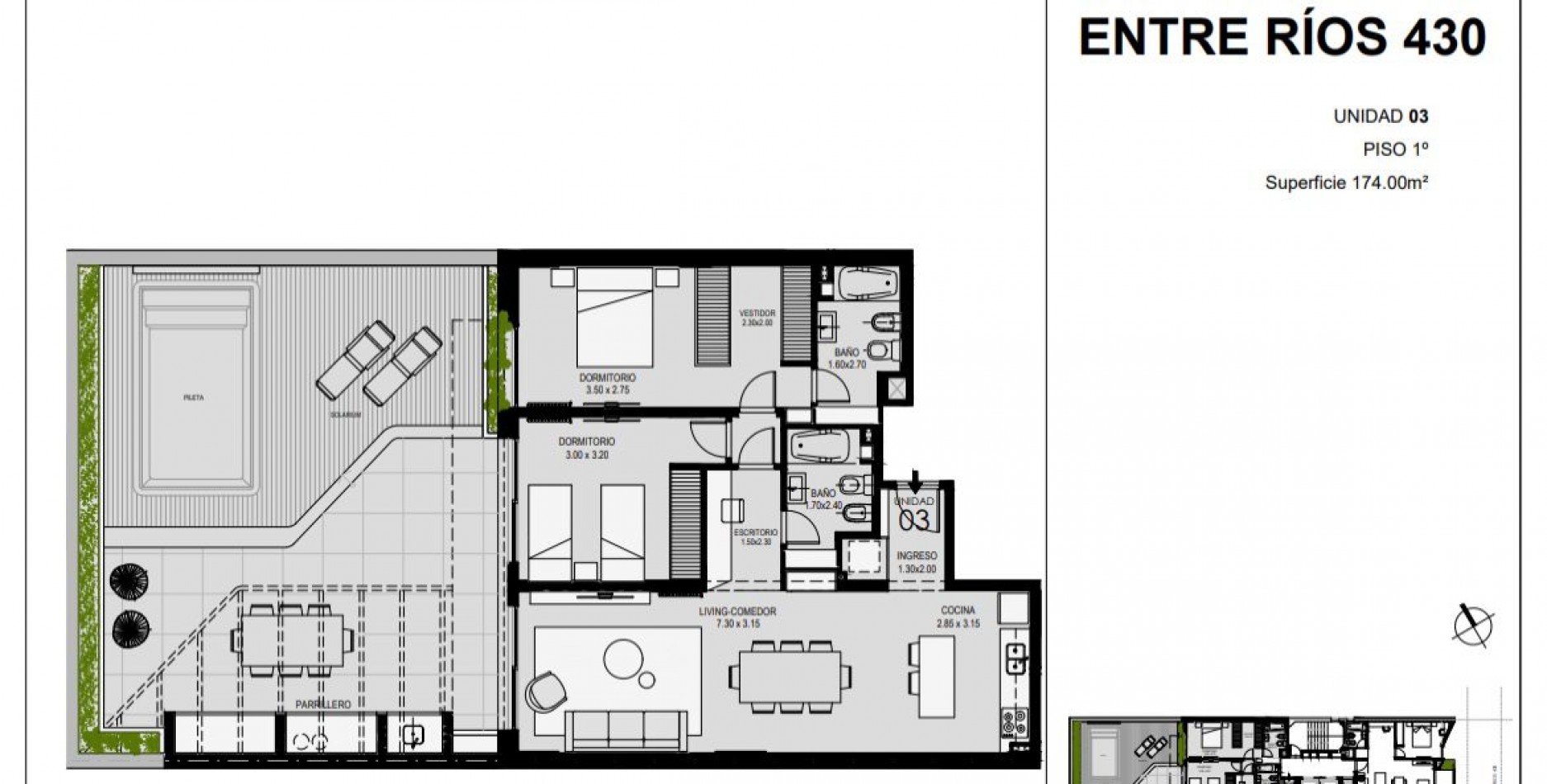 VENTA DEPARTAMENTO DOS DORMITORIOS con PATIO, PISCINA EXCLUSIVA y PARRILLERO - Financiacion - Entre Rios 400