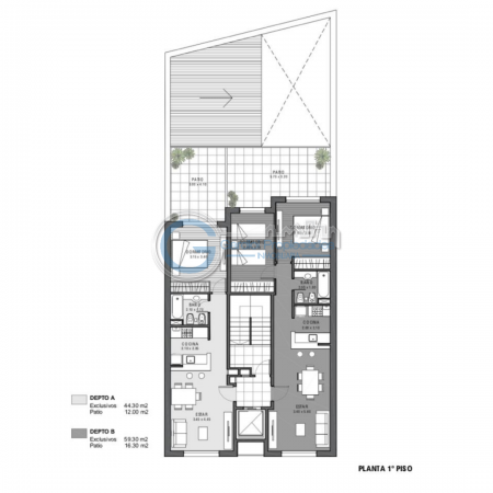 VENTA DEPARTAMENTO SEMIPISO 2 DORMITORIOS - Patio, balcon frente al parque Independencia - Av. Pellegrini 2632