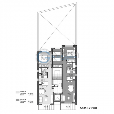 VENTA DEPARTAMENTO SEMIPISO 2 DORMITORIOS - Patio, balcon frente al parque Independencia - Av. Pellegrini 2632