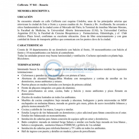 VENTA DEPARTAMENTO UN DORMITORIO - Balcon al frente - FINANCIACION - Cafferata y Cordoba