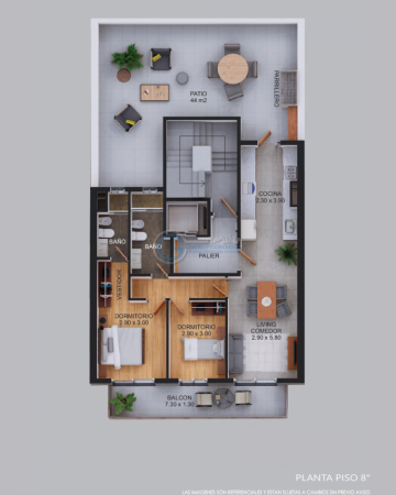 VENTA DEPARTAMENTO Semipiso DOS DORMITORIOS, balcon al frente - Patio - FINANCIACION - Barrio Martin 