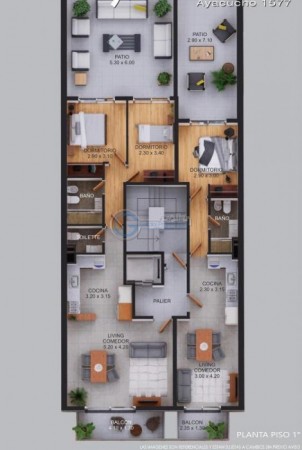 VENTA DEPARTAMENTO Semipiso DOS DORMITORIOS, balcon al frente - Patio - FINANCIACION - Barrio Martin 